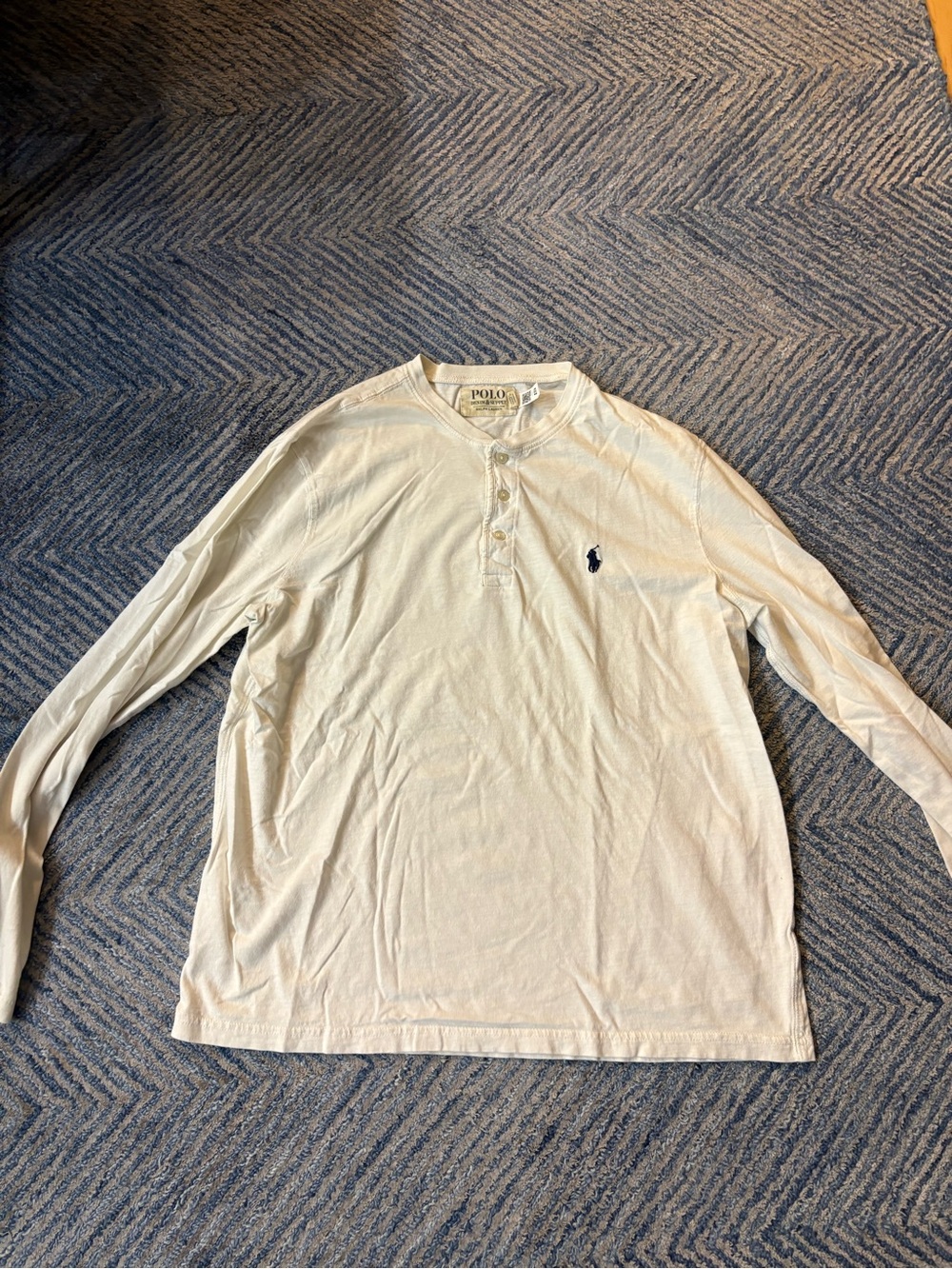 Polo by Ralph Lauren Cream Long-Sleeve Henley with Navy Pony